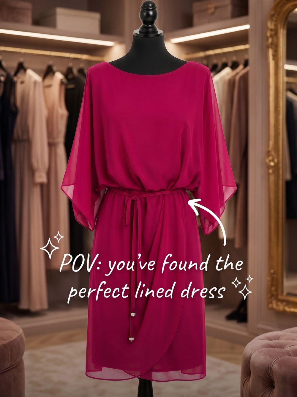 Magenta Tie-Waist Jessica Howard Dress